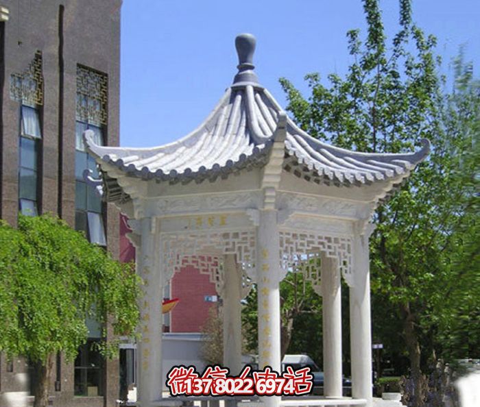 精美漢白玉鏤空涼亭,為校園休息區(qū)提供清涼休息空間 精美漢白玉鏤空涼亭,為校園休息區(qū)提供清涼休息空間