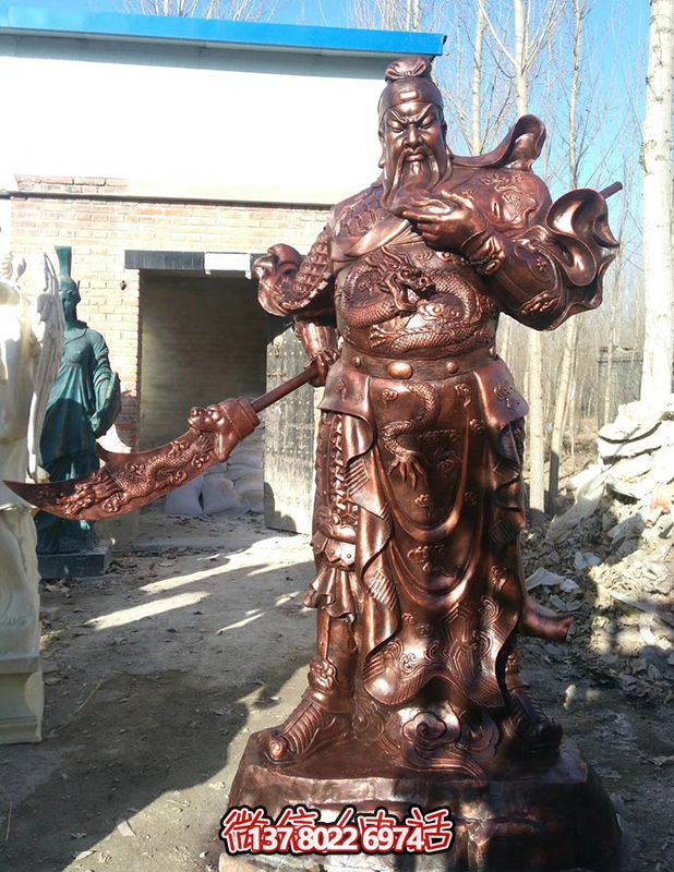 玻璃鋼仿銅景觀關(guān)公雕塑，大型戶外景區(qū)裝飾