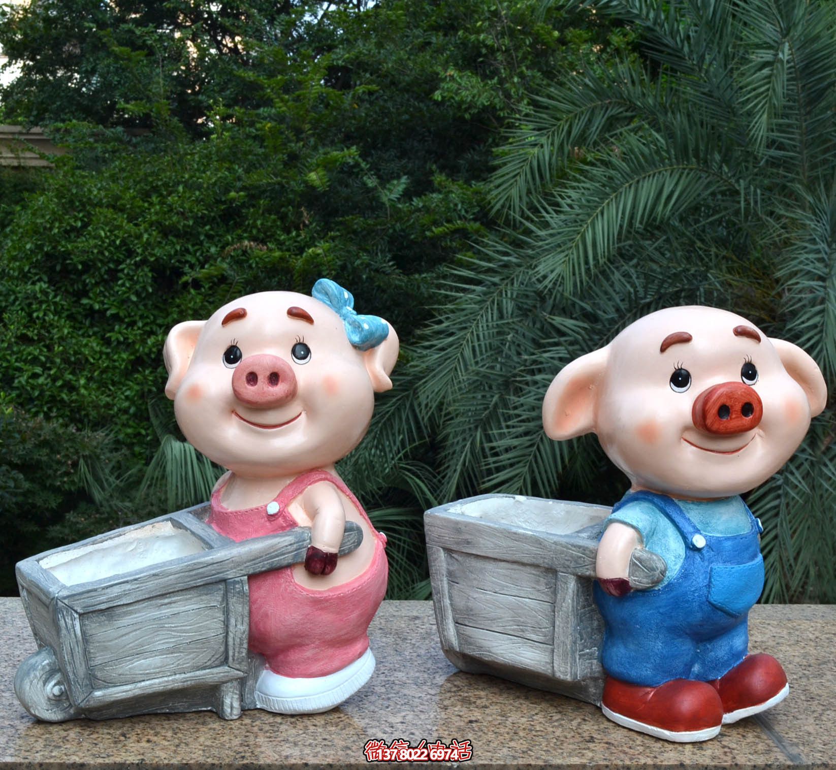 玻璃鋼彩繪雕塑拉車(chē)，美化公園景觀