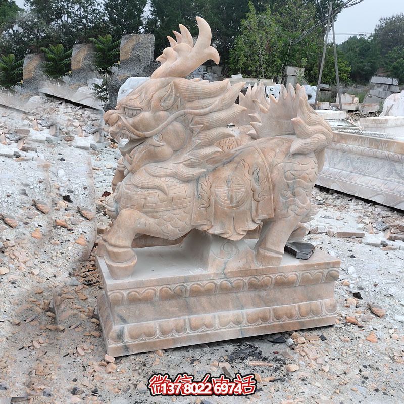 傳承古老文化，精美大理石麒麟雕塑
