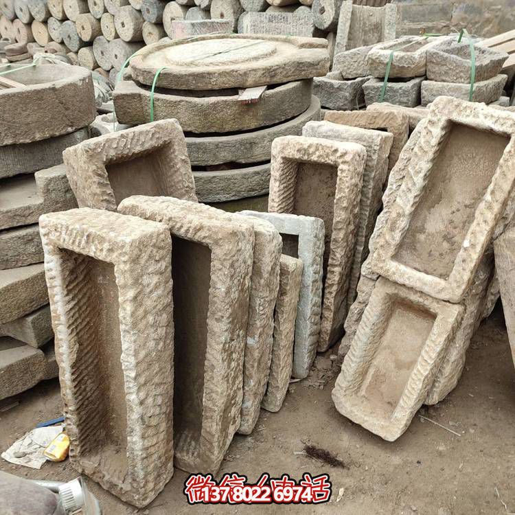 經典石雕老石槽，點綴青石園林景觀