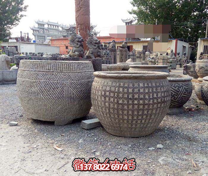 經(jīng)典雅致的庭院景觀(guān)精致理石浮雕水缸雕塑