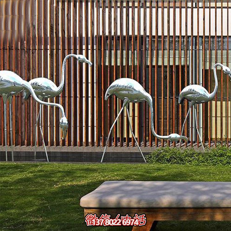公園休閑裝飾，精美不銹鋼雕塑火烈鳥