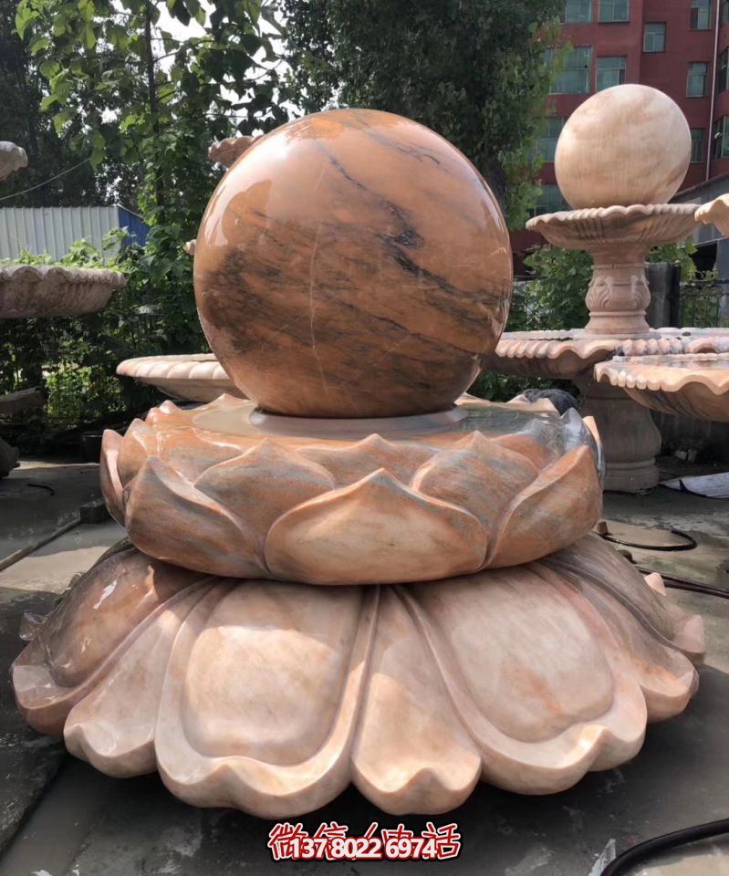 萬(wàn)象景觀石雕——融合晚霞紅、蓮花風(fēng)水球、雕塑別墅，讓您的景觀更加美麗