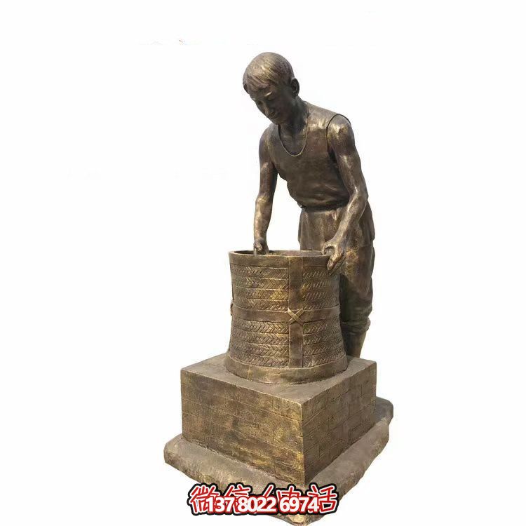 仿銅材質(zhì)戶(hù)外園林人物玻璃鋼雕塑