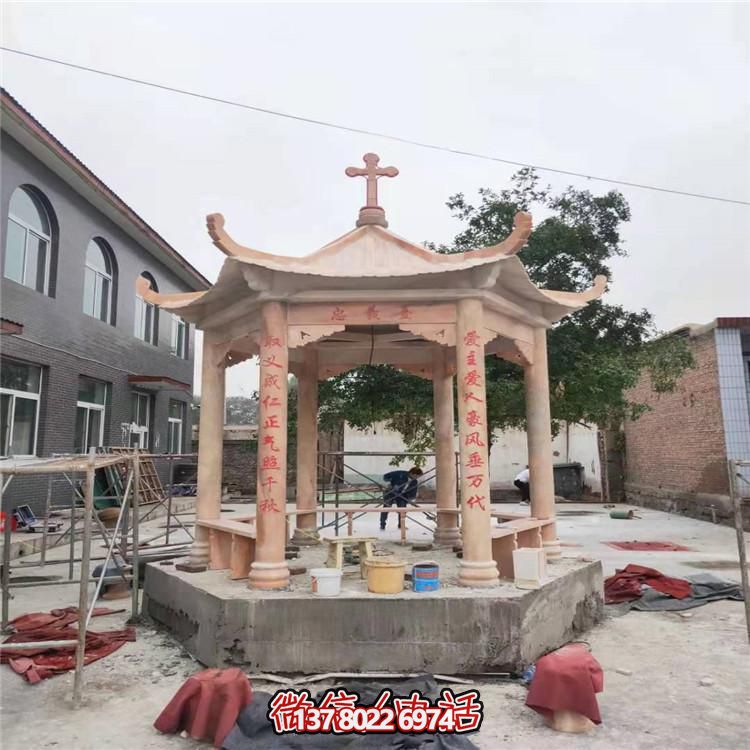 天然大理石涼亭，營造休閑庭院