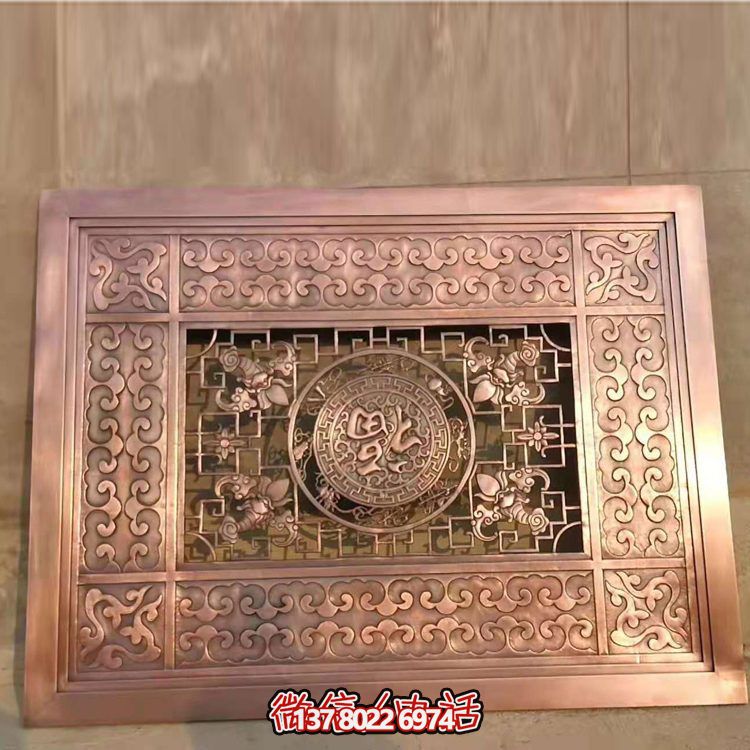 集酒店庭院裝飾黃銅鍛造、鏤空中式壁畫雕塑于一體的藝術裝飾