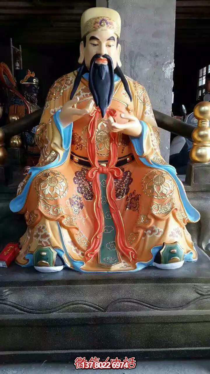 精美供奉財神雕塑，玻璃鋼彩繪絢麗奪目