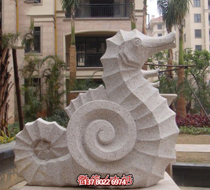海馬創(chuàng)意石雕，點(diǎn)綴街道邊