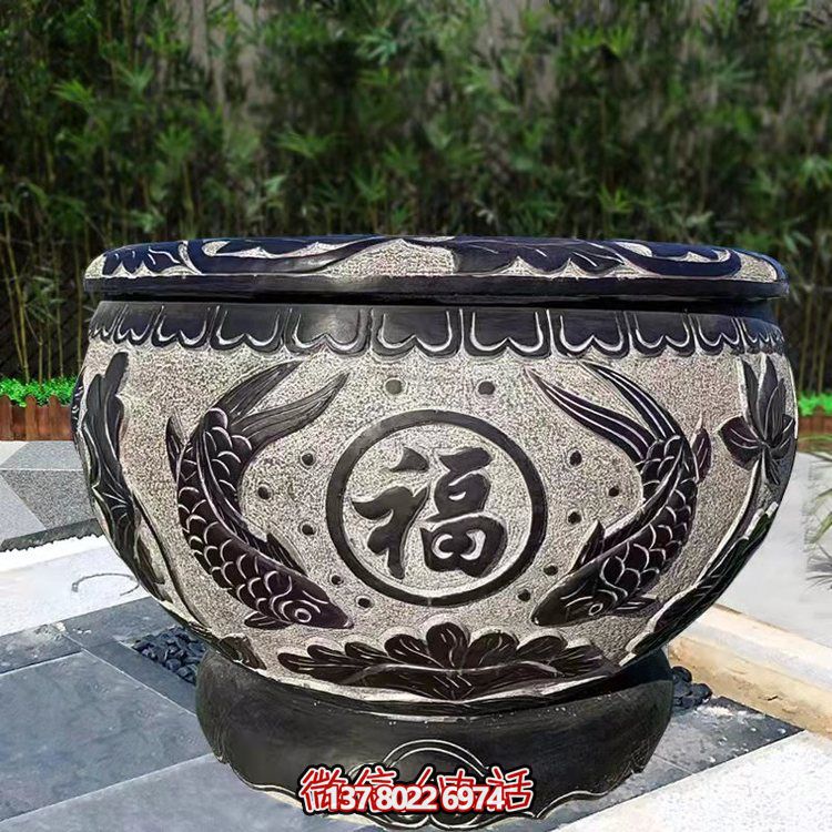 精美青石石雕缸，打造現(xiàn)代園林景觀