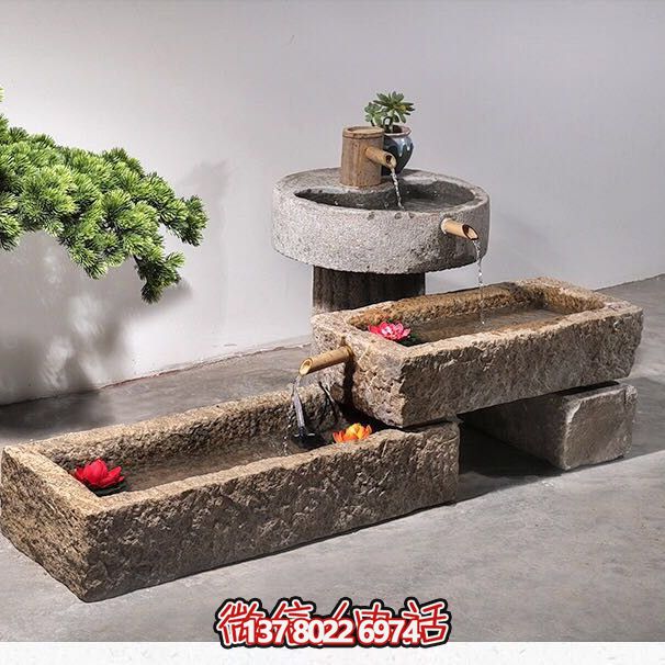 石槽組合戶外魚缸，完美景觀美化家居養魚空間