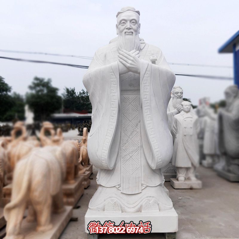 漢白玉孔子雕塑傳承中華文化，融入創(chuàng)意景區(qū)