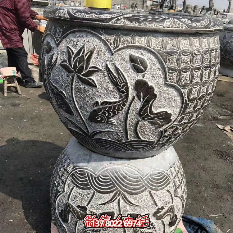 古典中式仿古石雕花盆，為您的庭院增添古風雅致