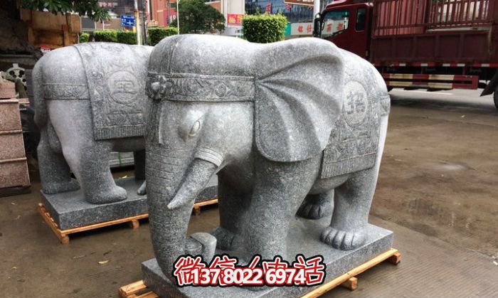 精美大理石雕塑藝術品，驚艷展現大象的宏偉氣勢