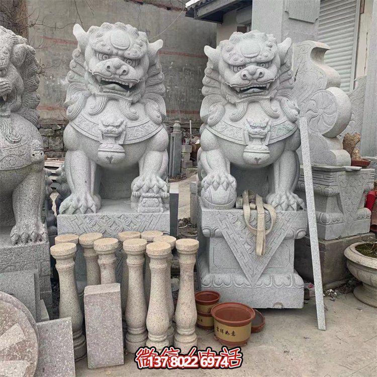 大理石石雕園林庭院別墅戶外一對(duì)鎮(zhèn)宅招財(cái)獅子