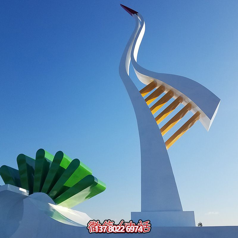 不銹鋼抽象戶外景觀仙鶴雕塑 不銹鋼抽象戶外景觀仙鶴雕塑