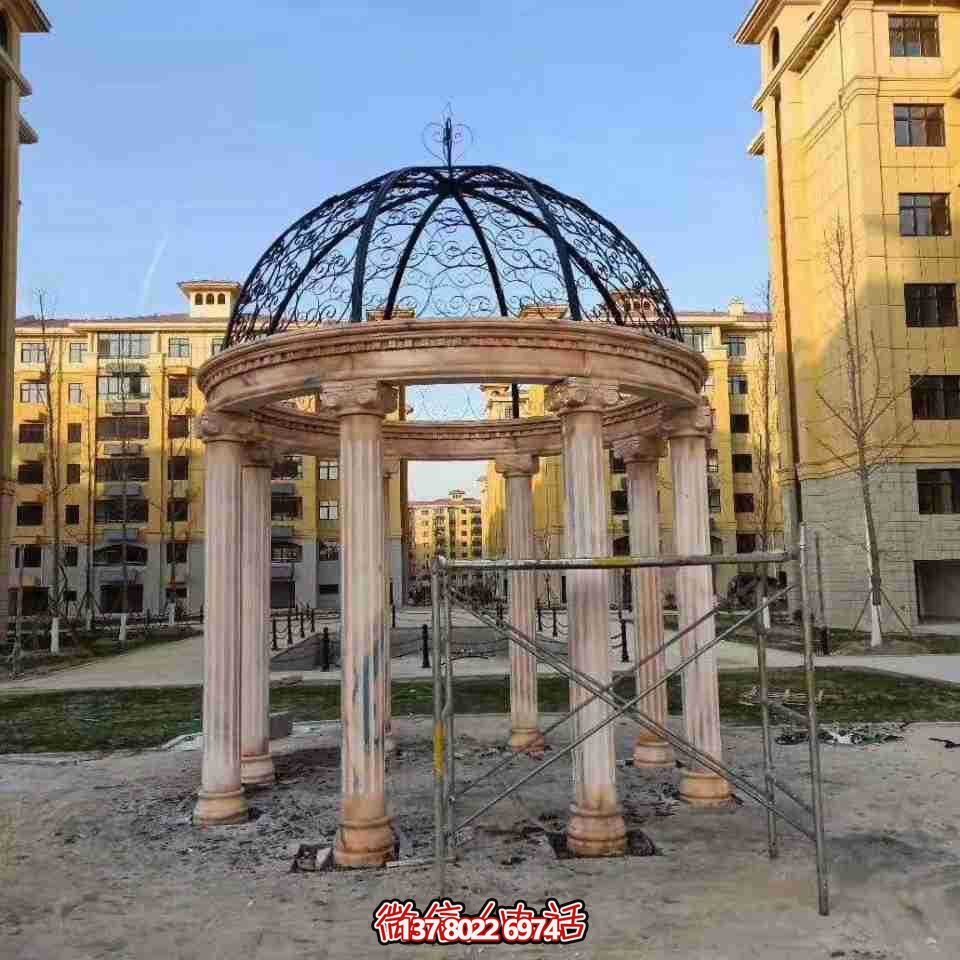 廣場(chǎng)小區(qū)裝飾擺放晚霞紅羅馬柱鐵藝鏤空歐式?jīng)鐾? title=