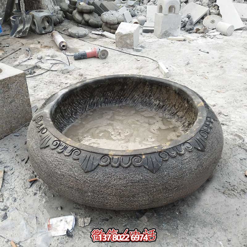 庭院圓形做舊石缸雕塑 庭院圓形做舊石缸雕塑
