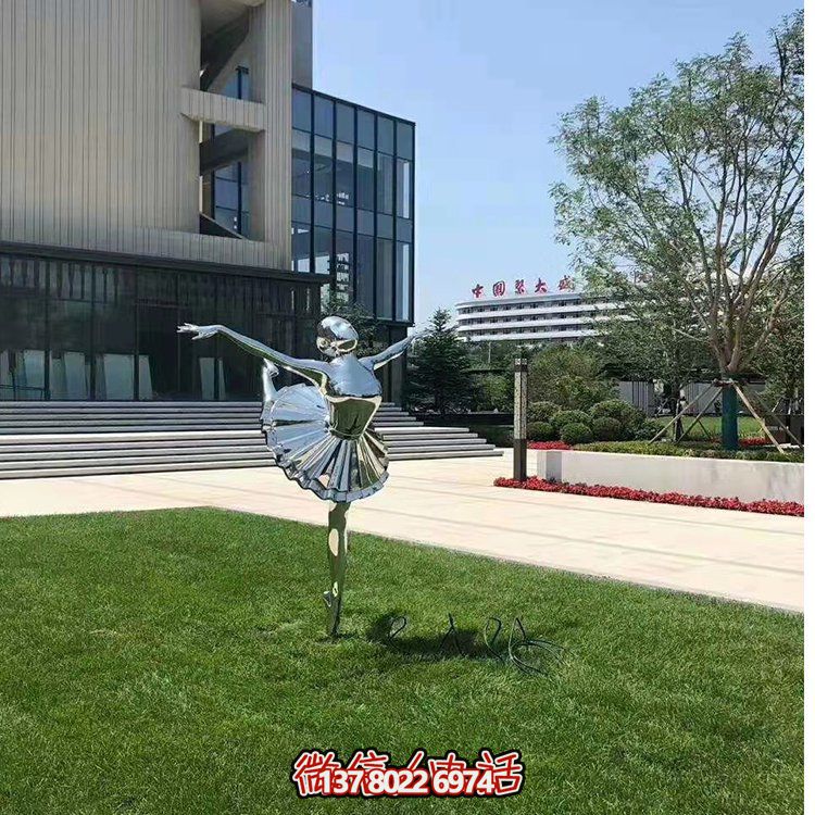 不銹鋼芭蕾女孩，鏡面跳舞女孩雕塑