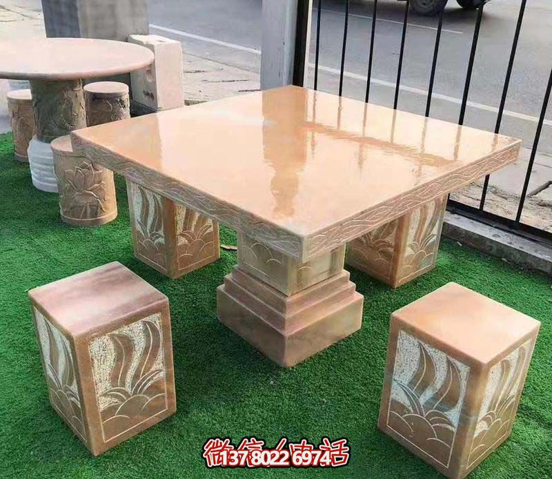 晚霞紅小區景觀方形簡約石桌凳裝飾擺件 晚霞紅小區景觀方形簡約石桌凳裝飾擺件