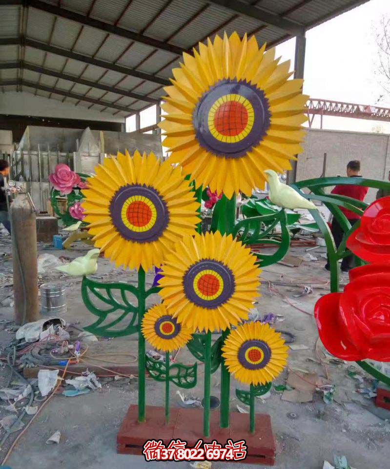 商場時尚噴漆不銹鋼向日葵雕塑 商場時尚噴漆不銹鋼向日葵雕塑