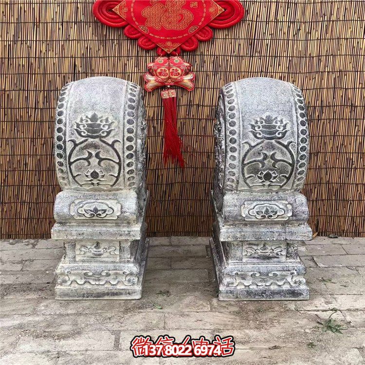 青石仿古抱鼓石，大理石古建大門門墩