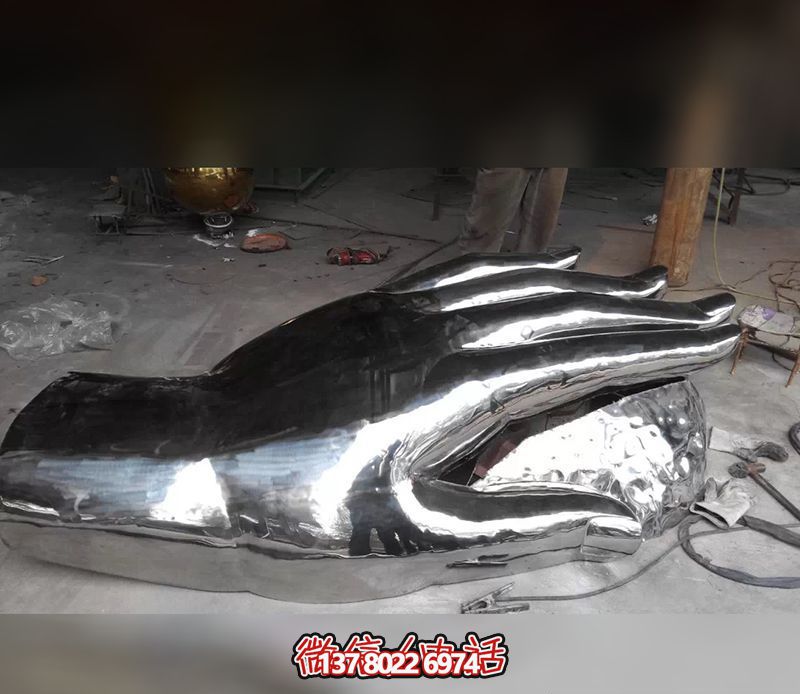 學校公園擺放拋光亮面不銹鋼手型雕塑 學校公園擺放拋光亮面不銹鋼手型雕塑