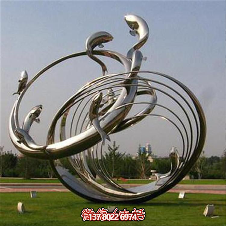 戶(hù)外廣場(chǎng)不銹鋼抽象園林景觀圓環(huán)擺件