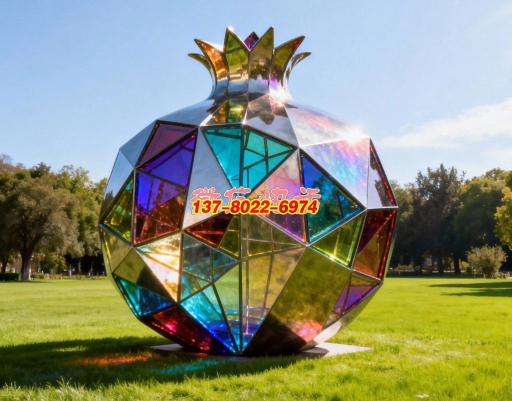 《晶簇同心?榴韻華章》：不銹鋼景觀雕塑凝萃石榴意象，織就民族團結(jié)的絢爛符號